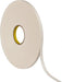 White Double-Sided Polyethylene Foam Tape: 1/2" Wide, 72 yd Long, 1/32" Thick, Rubber Adhesive