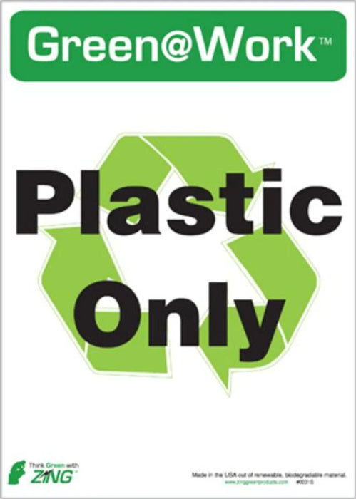 ZING PLASTIC ONLY RECYCLE ECO LABEL 7X5, 5 pk