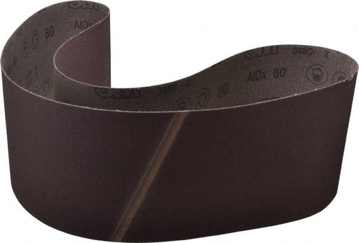 Abrasive Belt: 6" Wide, 54-1/2" Long, 80 Grit, Aluminum Oxide