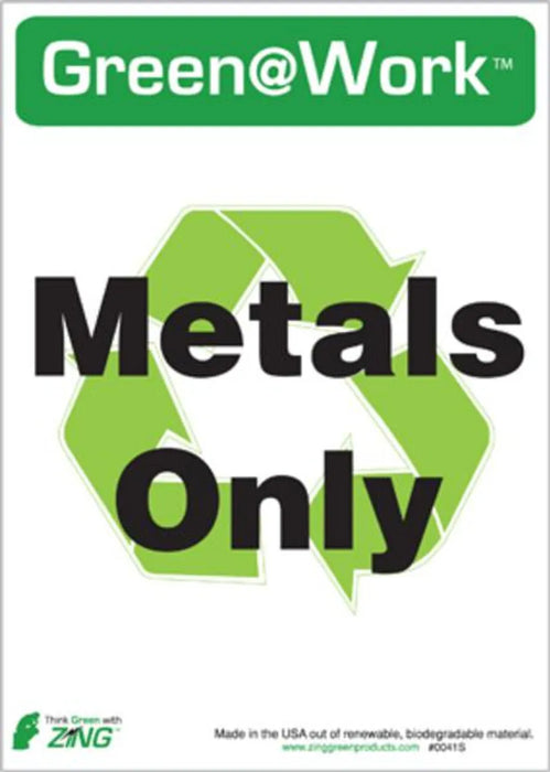 ZING METALS ONLY RECYCLE ECO LABEL 7X5, 5 pk