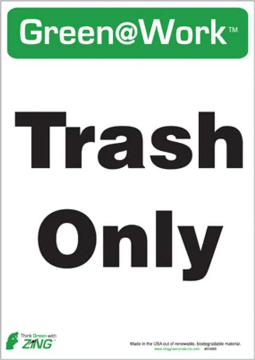 ZING TRASH ONLY RECYCLE ECO LABEL 7X5, 5 pk