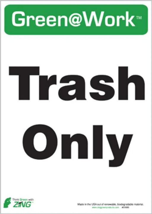 ZING TRASH ONLY RECYCLE ECO LABEL 7X5, 5 pk