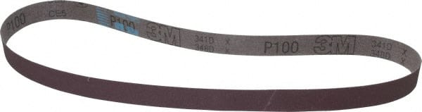 Abrasive Belt: 1" Wide, 42" Long, 100 Grit, Aluminum Oxide