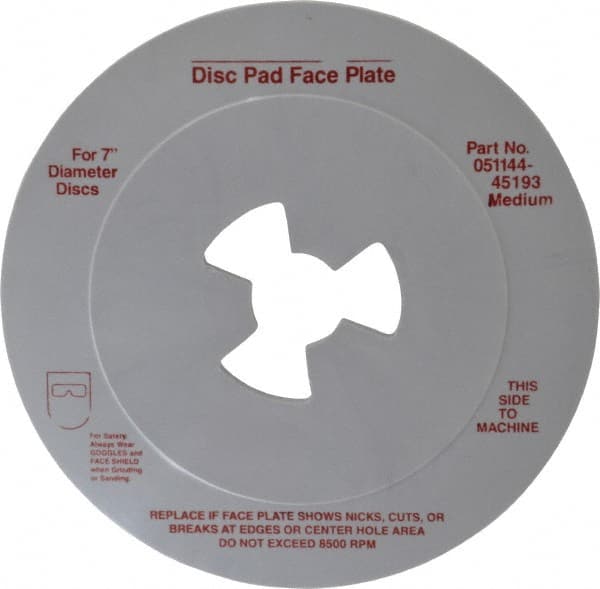 7" Max Diam, Abrasive Disc Face Plate