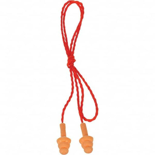 Earplug: 25dB, Silicon, Flanged, No Roll, Corded