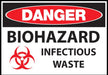 ZING DANGER,Biohazard Infectious Waste 7x10