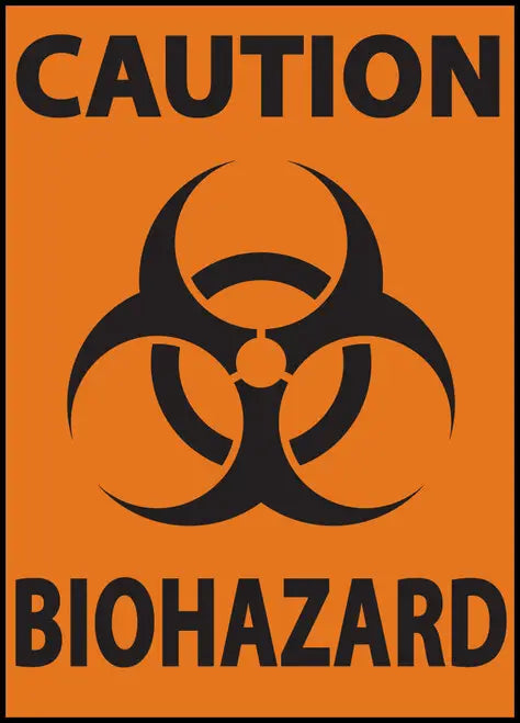 ZING Sign,Caution Biohazard,10x7  Adhesive