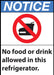 ZING Sign,NOTICE No Food Or Drink 14x10