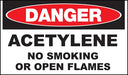 ZING Sign,DANGER Acetylene,10x14  ADH