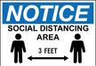 ZING NOTICE Social Distancing Area 3' 7x10 Pl