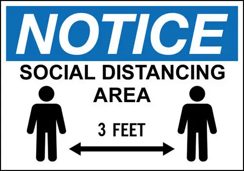 ZING NOTICE Social Distancing Area 3' 7x10 Pl