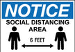 ZING NOTICE Social Distancing Area, 7x10, Adh