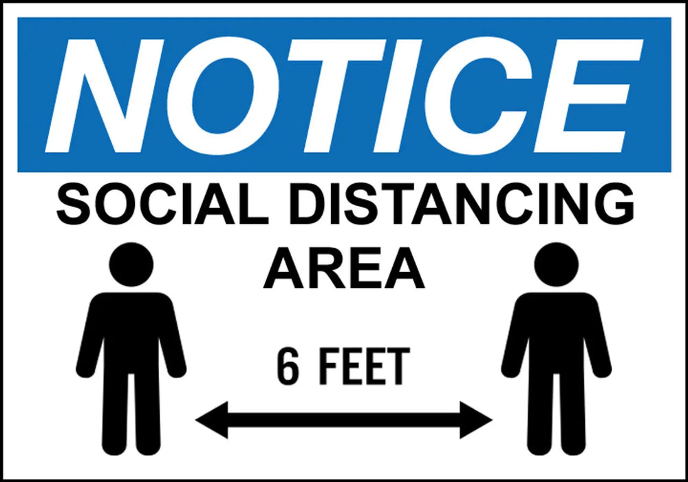 ZING NOTICE Social Distancing Area, 10x14 Adh