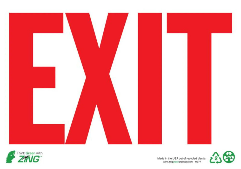 ZING Exit, Red on White, 7x10, Plastic