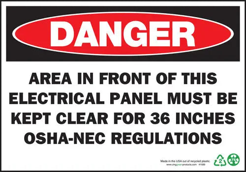 ZING Danger Electrical Panel, 7x10, Aluminum