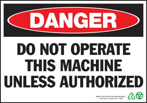 ZING Danger Do Not Operate, 10x14, Adhesive