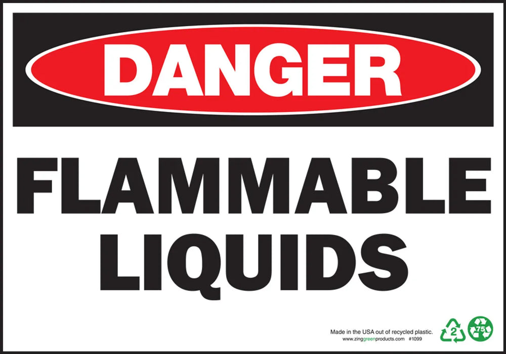 ZING Danger Flammable Liquids, 7x10, SA