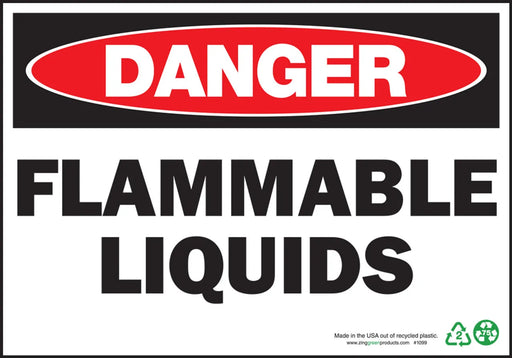 ZING Danger Flammable Liquids, 10x14, SA