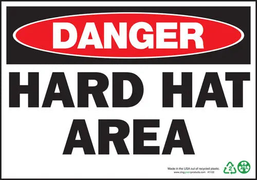 ZING Danger Hard Hat Area, 7x10, Plastic