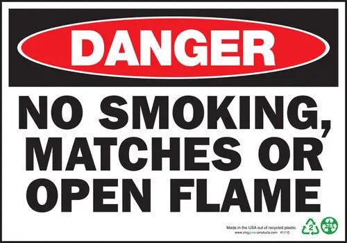 ZING Danger No Smoking, matches or open 7x10