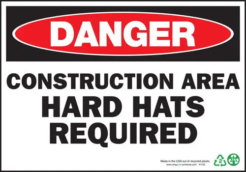 ZING Danger Construction Area Hard Hats 7x10