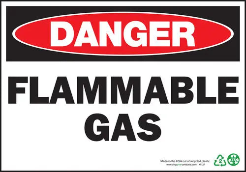 ZING Danger Flammable Gas, 10x14, Adhesive