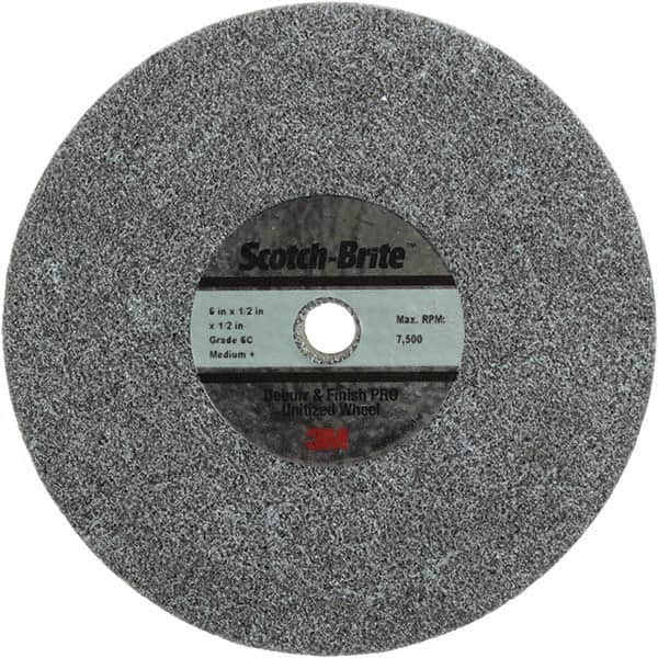 Deburring Wheel:  6" Dia,  1/2" Face Width,  1/2" Hole,  Density 6 N/A Ceramic