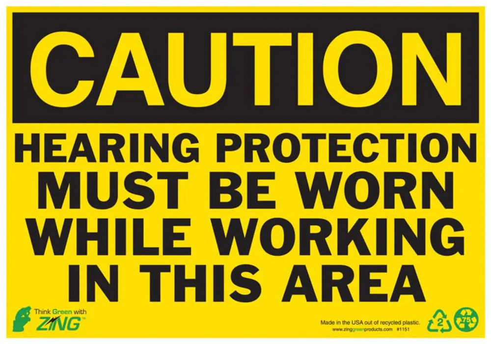 ZING Caution Hearing Protection, 10x14, SA