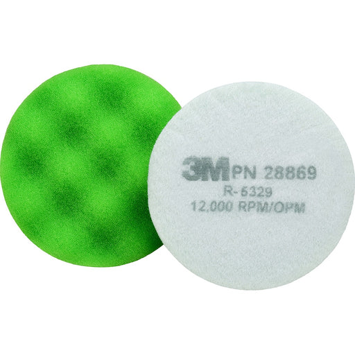 Bonnets & Pads; Diameter (Fractional Inch): 3-1/4 ; Product Type: Buffing Pad; Buffing Pad ; Material: Foam ; Color: Green ; Maximum RPM: 12000.000 ; Attachment Type: Hook & Loop