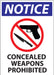 ZING Notice Concealed Weapons 10Hx7W, PL