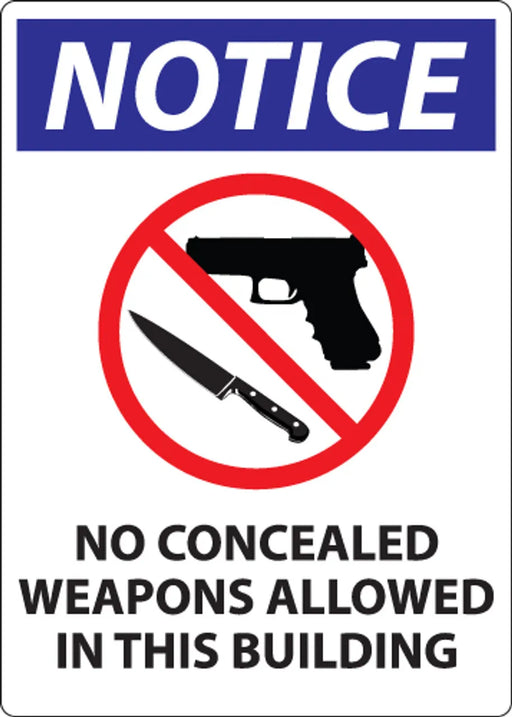 ZING Notice Concealed Weapons 10Hx7W, AL