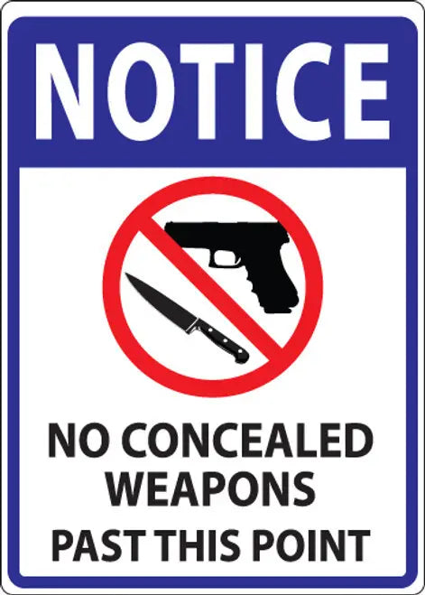 ZING Notice Concealed Weapons Proh 14x10 SA