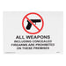 ZING All Weapons Prohibited Label 5Hx7W, 2-PK