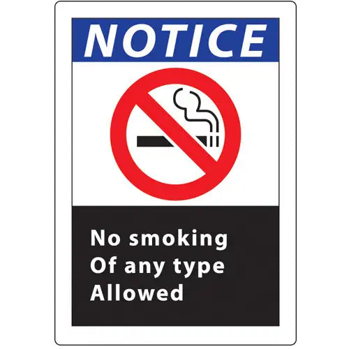 ZING Notice No Smoking Any Type 14Hx10W SA