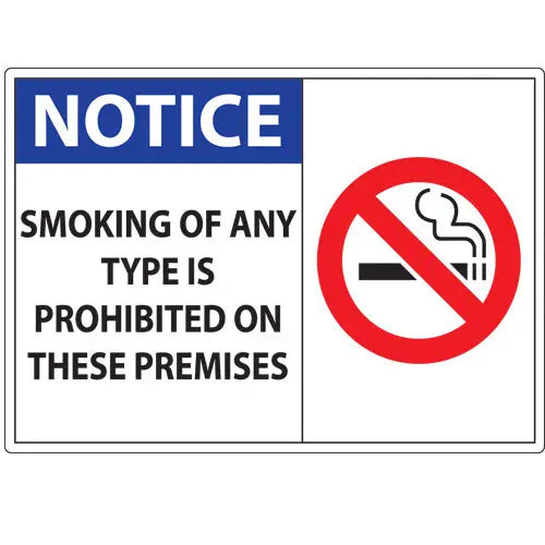 ZING Notice No Smoking Any Type 10Hx14W