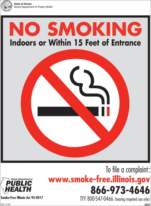 ZING No Smoking Label, Illinois, 5x7", 2-PK