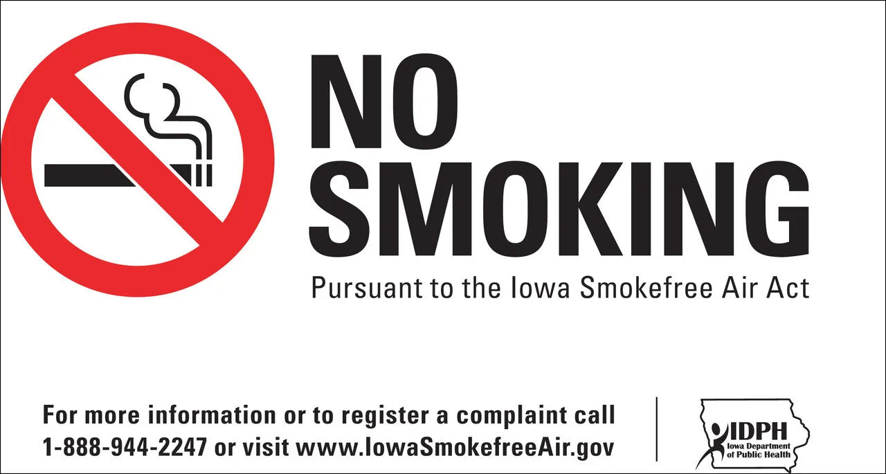 ZING No Smoking Window Decal Iowa, 7x5, 2-Pk