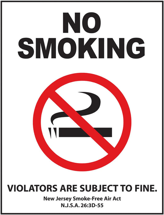 ZING No Smoking Label, New Jersey, 7x5, 2-Pk