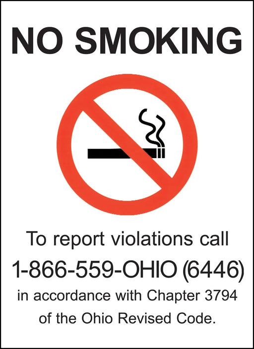 ZING No Smoking Ohio, 14x10, SA