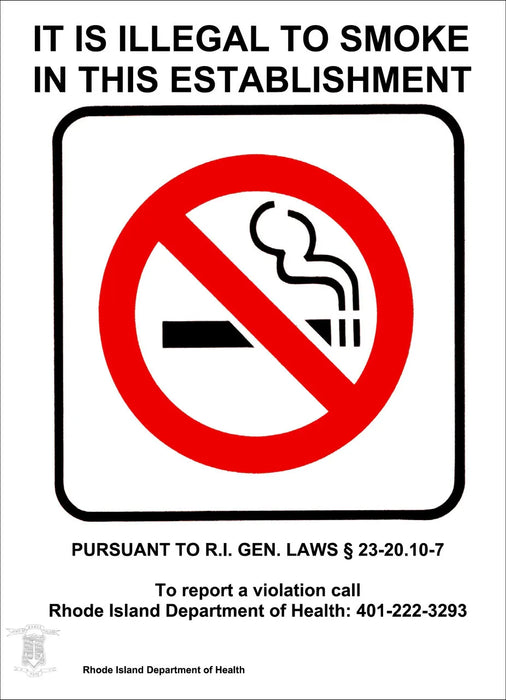 ZING No Smoking Label, Rhode Island, 7x5 2-Pk