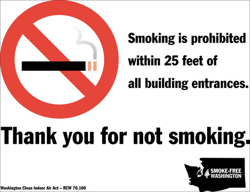 ZING No Smoking Window, Decal WA 7x5 2-pk