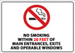 ZING No Smoking Within 20ft, 7x10, Aluminum