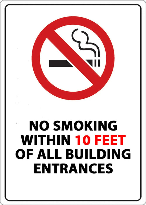 ZING No Smoking Within 10ft, 10x7 Plastic