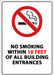 ZING No Smoking Within 10ft, 10x7 Plastic