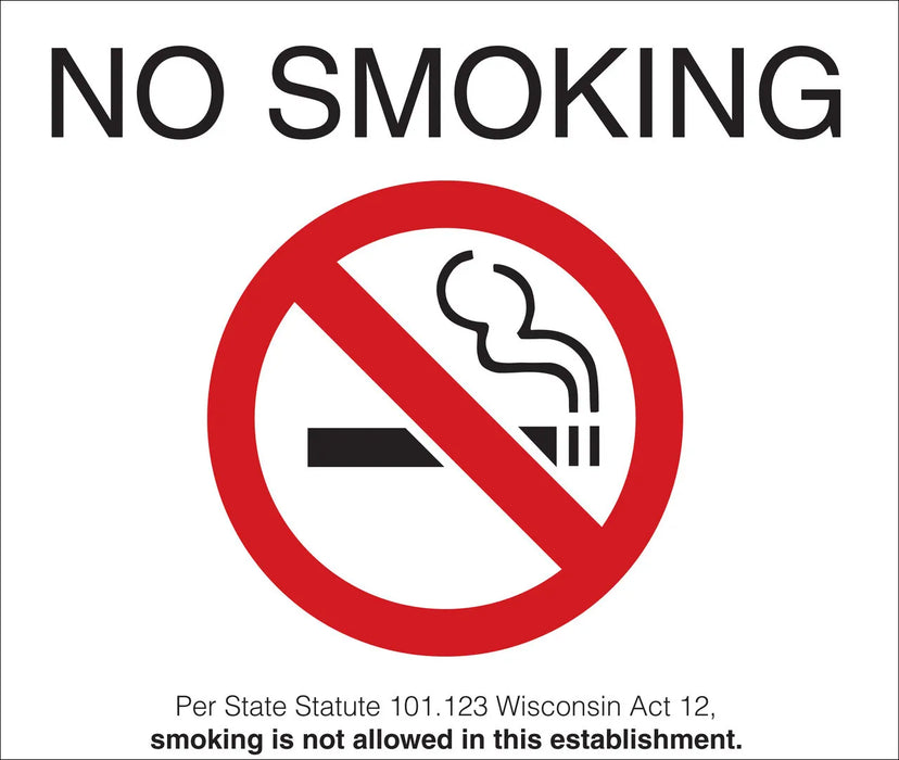 ZING No Smoking Label, Wisconsin, 7x10, 2-Pk