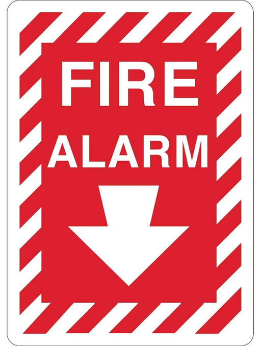 ZING FIRE ALARM, Down Arrow, 14x10, Adhesive