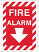 ZING FIRE ALARM, Down Arrow, 10X7, Glow Plas