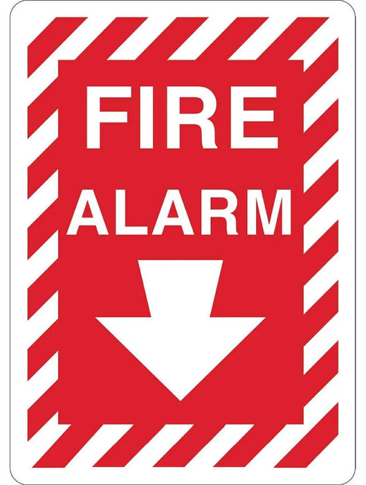 ZING FIRE ALARM, Down Arrow, 7X10, Aluminum