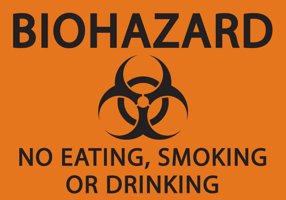 ZING BioHazard No Eating, Smoking or 7x10 Alu