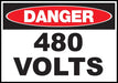 ZING DANGER, 480 VOLTS 10x14 in.  Adhesive